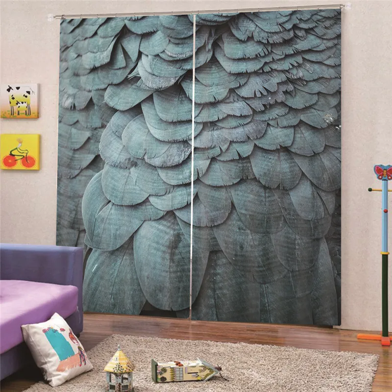 3D Digital Print Leaf Curtains For Kids Room Lovely Printed For Boys Bedroom Baby Room Window Drapes Home Decor Draps AP25