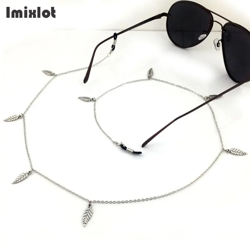 Серебряные очки цепи лист бусины солнцезащитные очки ремешок ожерелье металлические очки цепь шнур держатель шеи веревки