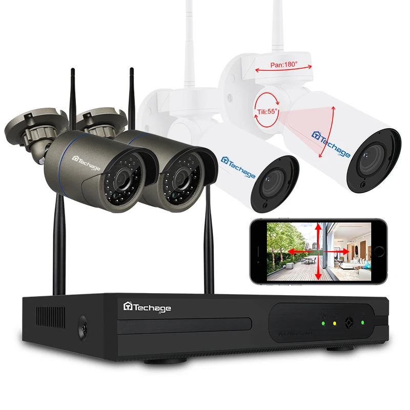 

Techage 4CH 1080P Wifi Wireless NVR PTZ CCTV Camera Security System 2MP Wifi Night Vision Outdoor Home Surveillance Kit 2TB HDD