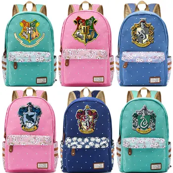 

Hogwarts Slytherin Gryffindor Flowers Boy Girl School bag Women Bagpack Teenagers Schoolbags Canvas Femme Backpack