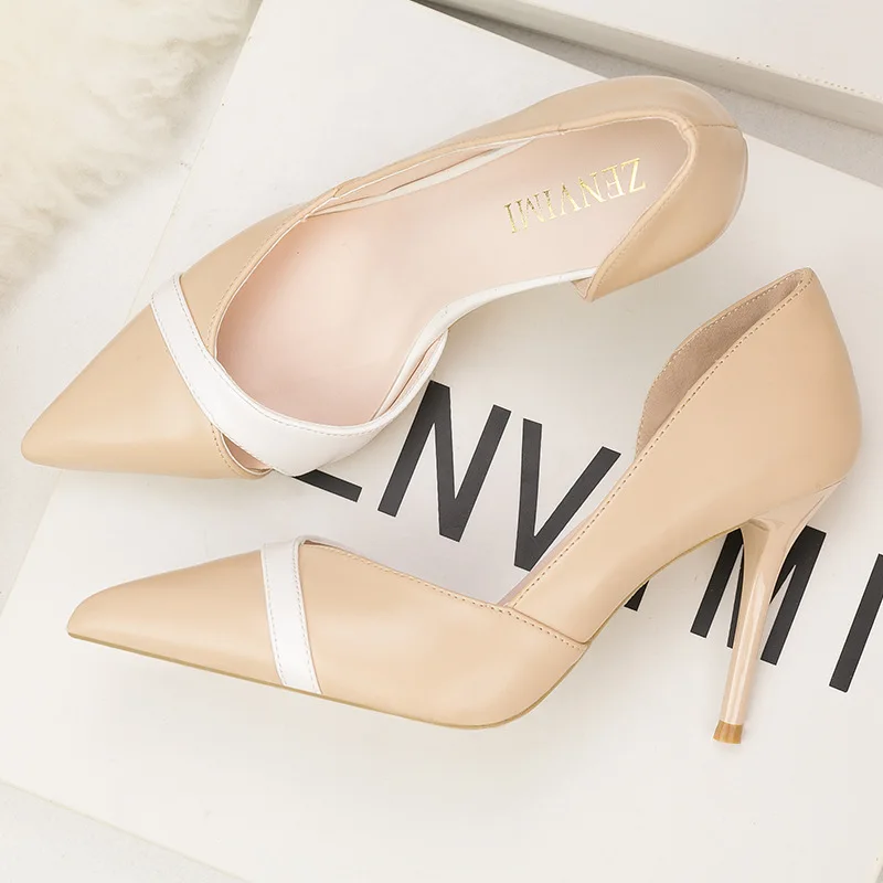 Ou Mo brand pointed Women Pumps Office high heels with Autumn Pointed Toe Party Pumps Dress High Heel Boat Shoes For banquet