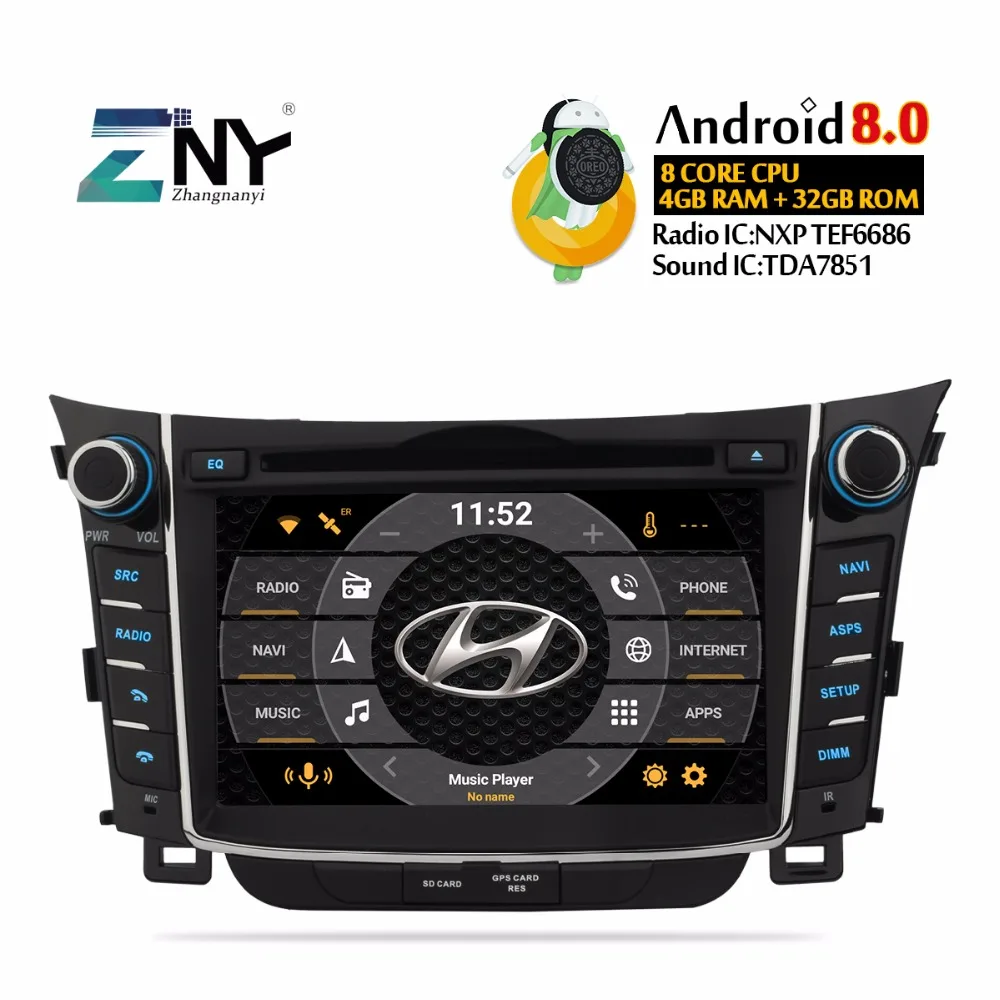 

7" IPS Android 8 Car DVD Auto Radio For Hyundai I30 Elantra GT 2011-2016 2 Din GPS Navigation Multimedia FM RDS Video Stereo