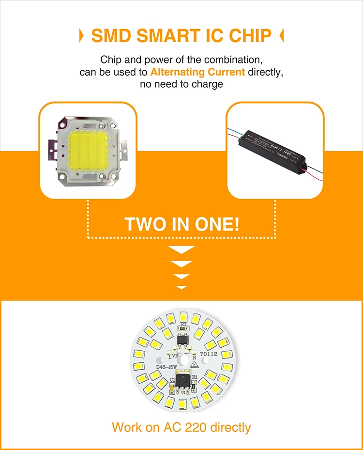 Умный IC светодиодный SMD чип 3 Вт 5 Вт 7 Вт 9 Вт 12 Вт 15 Вт SMD2835 светодиодный светильник AC220V холодный белый теплый белый DIY светодиодный прожектор