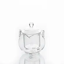 1x245 мл маленькие термостойкие Стеклянные Чайники с двойной ручкой с ушками и прозрачной крышкой для заварки чая ручной работы