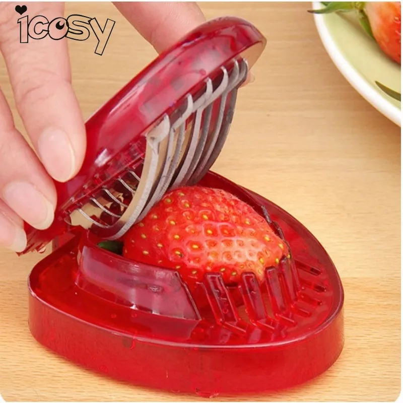 

Kitchen Tools 1 pc Red Strawberry Slicer Plastic Fruit Carving Tools Salad Cutter Berry Strawberry Cake Decoration Cutter A20D15