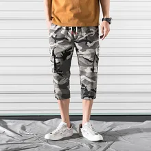 Камуфляжные брюки длиной до икры мужские хлопковые брюки с несколькими карманами на шнурке повседневные мужские брюки карго новые летние модные уличные брюки
