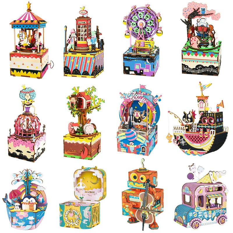 

Robotime Music Box DIY 3D Wooden Puzzle Musical Toys Assemble Model Building Kits Toys for Children Kids Adult Birthday Gift