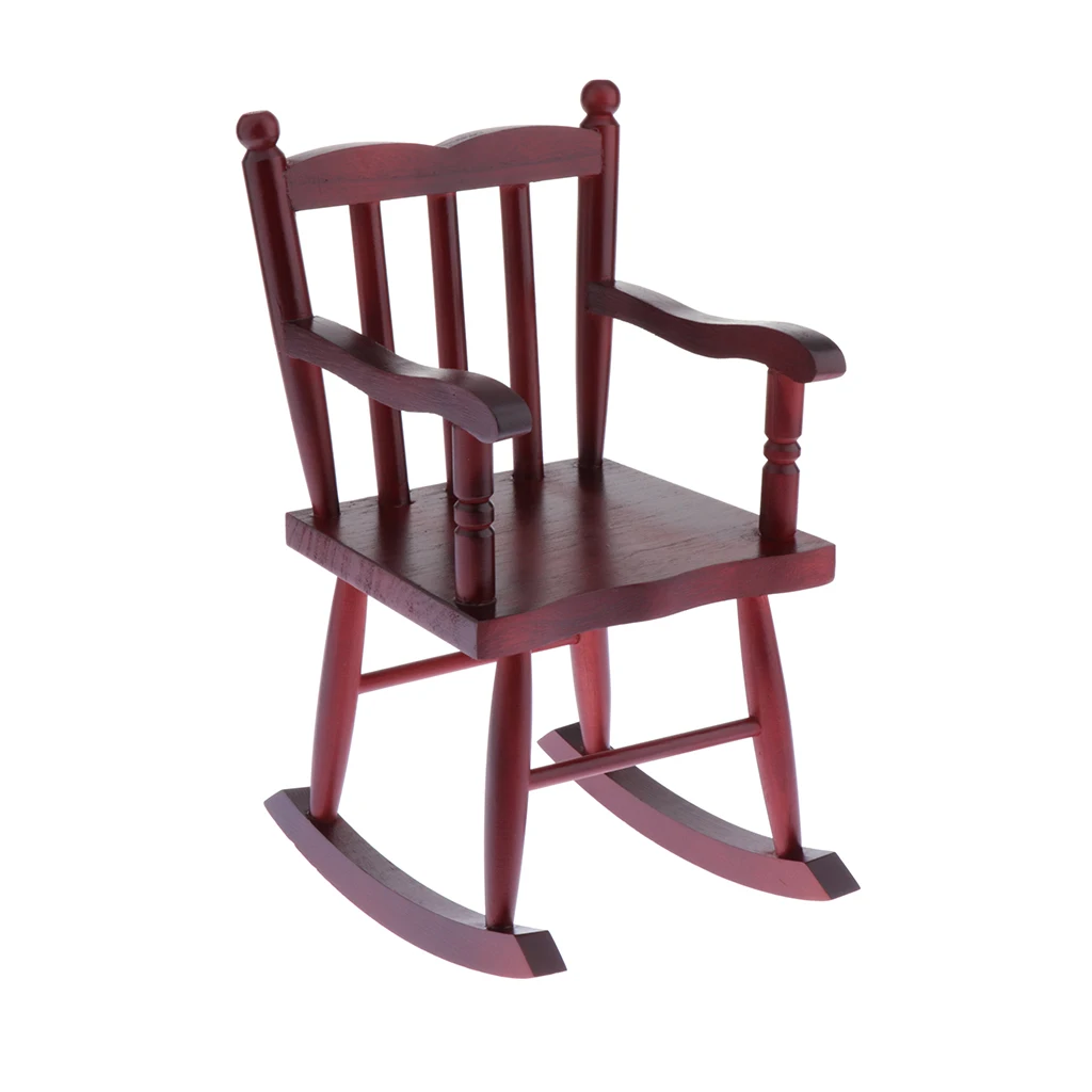 MagiDeal 1/4 BJD Miniature Furniture Decor Wooden Rocking Chair Toys