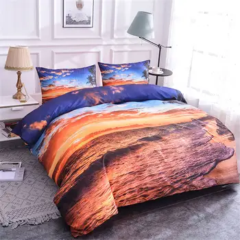 

ZEIMON Hawai Styles Soft 3D Bedding Set Beach Palm Tree Printed Sun Duvet Cover Set 2/3pcs Bedclothes Queen King Size