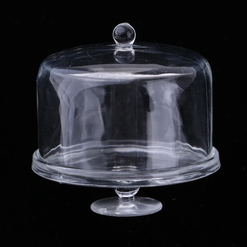 

1/12 Dollhouse Acrylic Cake Display Plates with Cover Tableware DIY Accessories #1