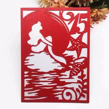 100 шт. полый лазерный разрез Русалочка Свадебные обручение дизайн Пригласительные билеты на заказ рисунок на дни рождения, особые события