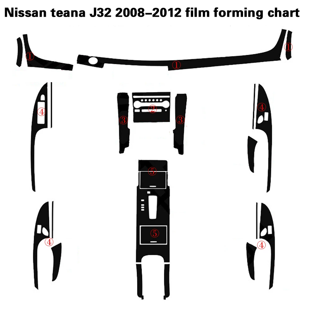 Для Nissan teana J32 2008-2012 внутренняя Центральная панель управления дверная ручка 5D наклейки из углеродного волокна наклейки аксессуары для стайлинга автомобилей