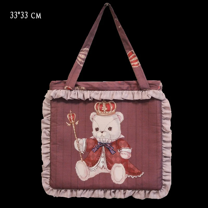 Kawaii рюшами Сумочка с короткими ручками для женщин мультфильм сказочный медведь