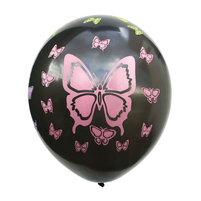 10 шт. флуоресцентный шар с маленькой бабочкой, украшения для дня рождения, 12 дюймов, с цветочным принтом, гелиевые воздушные шары, свадебные SuppIies - Цвет: butterfly