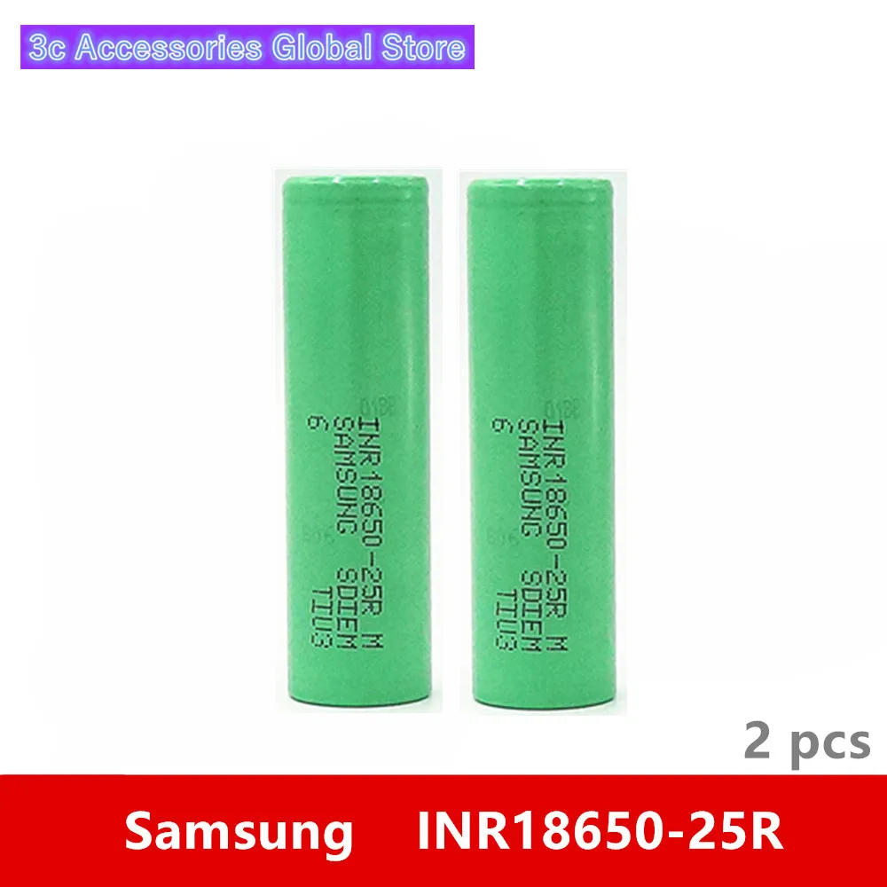 2 шт. 3 7 в 18650 2500 мА · ч 20 А разряд для Samsung INR18650-25R литий-ионный аккумулятор IMR