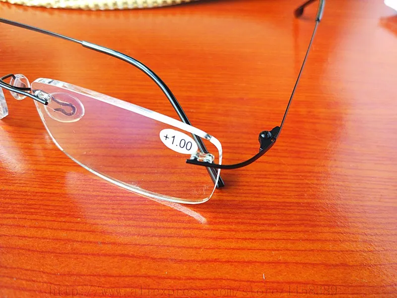Супер светильник, серебристый. Черный складной светильник, гибкие титановые очки без оправы с эффектом памяти, очки для чтения oculos de grau1.0, 1,5, 2,0, 2,5, 3,0, 3,5