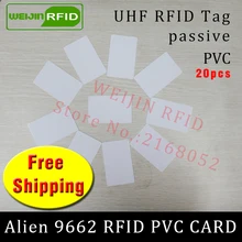 UHF RFID PVC card Alien 9662 915m868m860-960MHZ H3 EPC 6C 20pcs free shipping long reading distance smart card passive RFID tag
