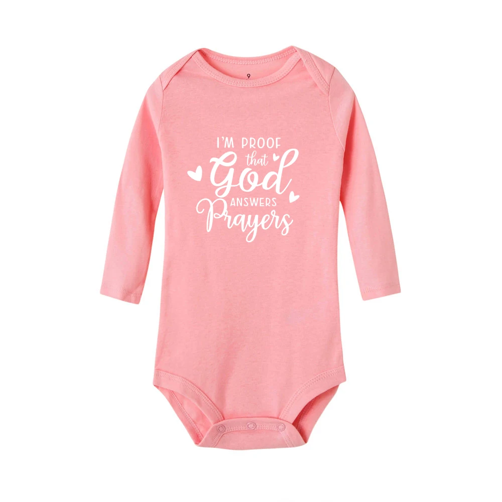 Боди с надписью «I'm Proof That God Answers mailles» для новорожденных мальчиков и девочек; Детский комбинезон; одежда с длинными рукавами; Одежда для младенцев