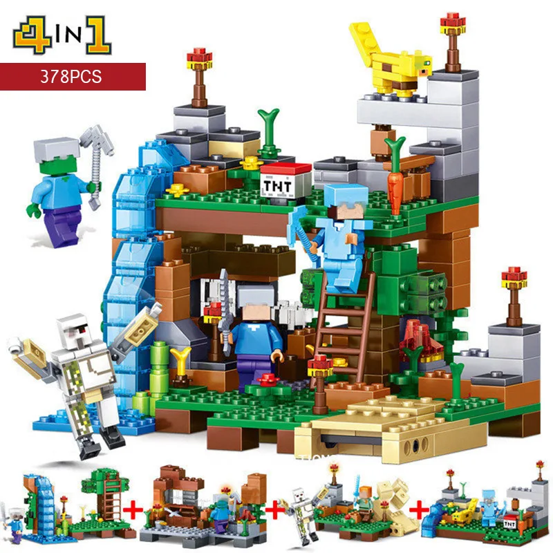 

Qunlong 378Pcs 4In1 My World Garden Brick Blocks Construction DIY Building Blocks Compatible Legoings Minecrafted Kid Toys Gifts