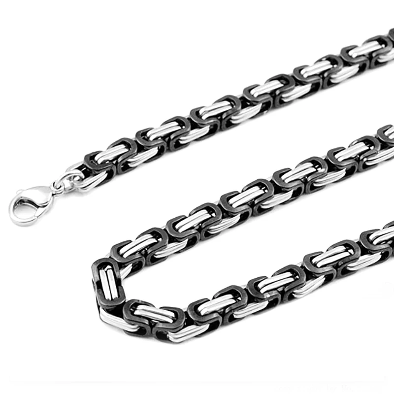 

GOKADIMA Cool Rock Black & Silver Color Stainless Steel Chain Necklaces Byzantine Style Mens Jewellery WN205