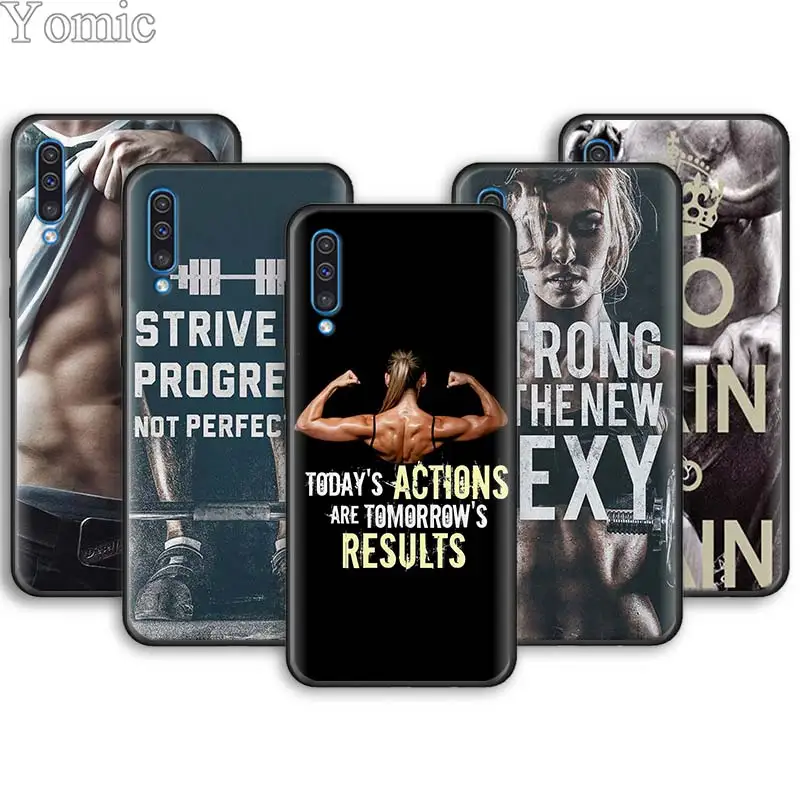 

Bodybuilding Men Girl Fitness Gym Soft Phone Cases for Samsung Galaxy A10 A20 A30 A40 A50 A70 A6 A7 A8 Plus A9 M30 M20 Black Cas