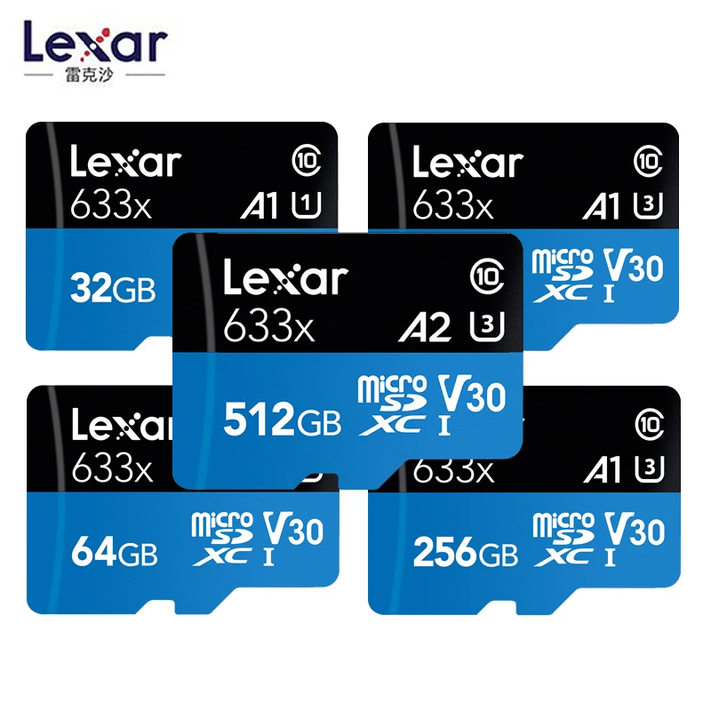 Дешевый Lexar Micro SD карта памяти 32 Гб 64 Гб 128 ГБ 633x Max 95 м с TF карта C10 256 г 512 г картао де memoria для телефона планшета