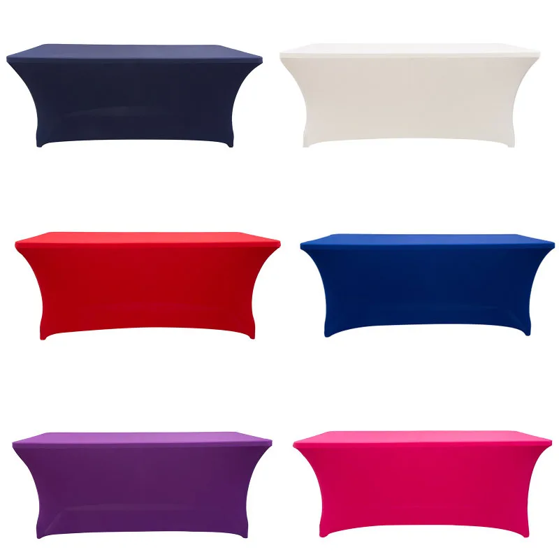 

10PCS/Lot Rectangular Stretching Tablecloth Spandex Lycra 220G Polyester Table Cloth tafelkleed table cover tapetes nappe