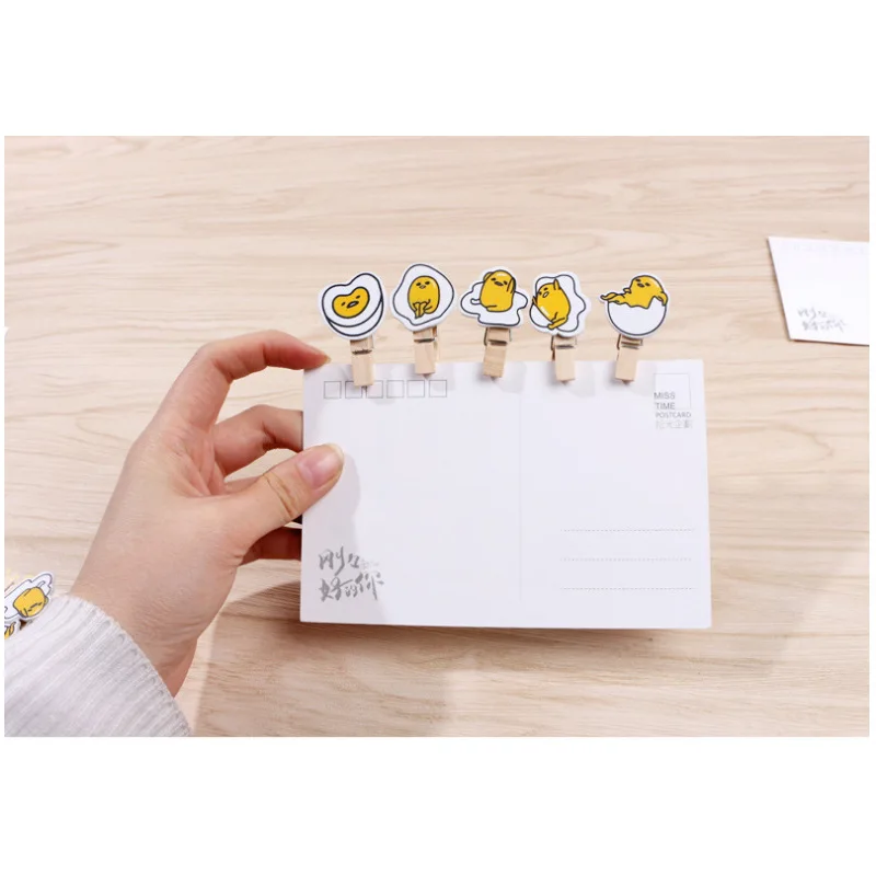 10 шт./упак. милые Gudetama ленивый яйцо пеньковая веревка яйцо Стиль деревянный зажим Фотобумага Craft DIY клипы с веревкой конопли