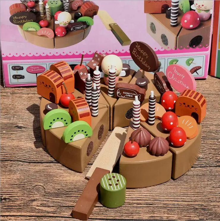 

Let's make Baby Toys Simulation Wooden Cake Montessori Wooden Blocks Toy Educational Learning Kid Birthday Gift Baby Gift Blocks