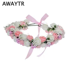 AWAYTR повязка на голову с цветочным рисунком для женщин и девочек, богемный для волос, цветочная гирлянда, свадебная, выпускная повязка на голову, аксессуары для волос, вечерние подарок, тиара