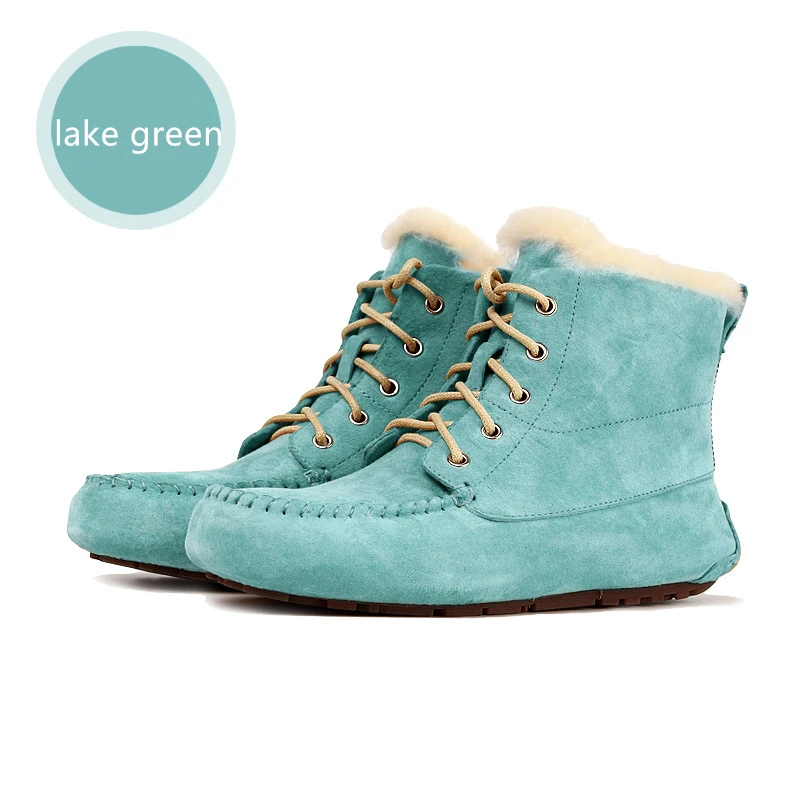 SWYIVY/женские зимние ботинки; Новинка года; женские ботильоны; ботинки из натуральной кожи; Женская шерстяная Повседневная обувь; женские зимние ботинки с теплым мехом - Цвет: lake green