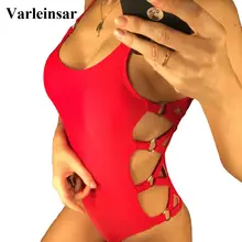 S-XL, сексуальный женский купальник черного и красного цвета с вырезами на спине, Цельный купальник, женский купальный костюм V649