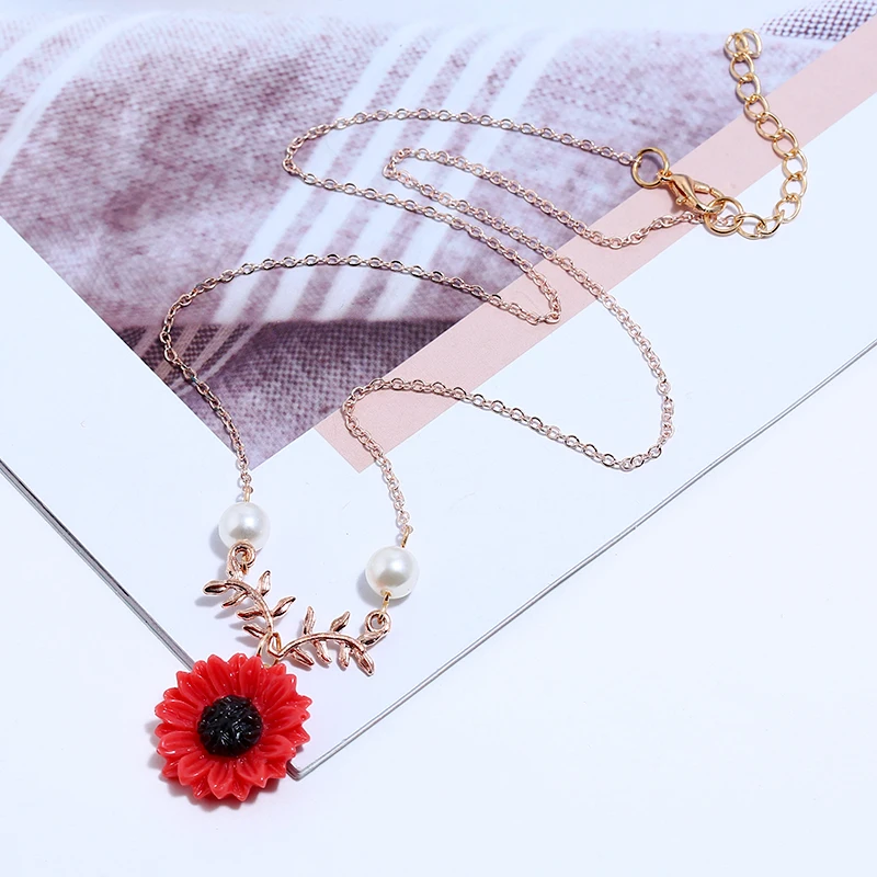 Sunflower Pendant Alloy Necklace (4)