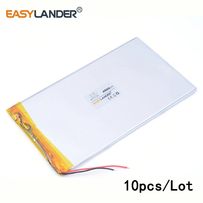 

10pcs /Lot 4500 mah 4075150 3.7v lithium Li ion polymer 9 inches tablet battery domestic the built-in rechareable battery