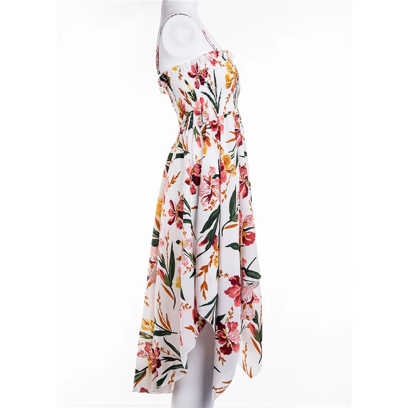 Повседневная Женская свободного покроя летнее мини-платье с цветочным принтом женское праздничное мини-платье с ремешками без рукавов