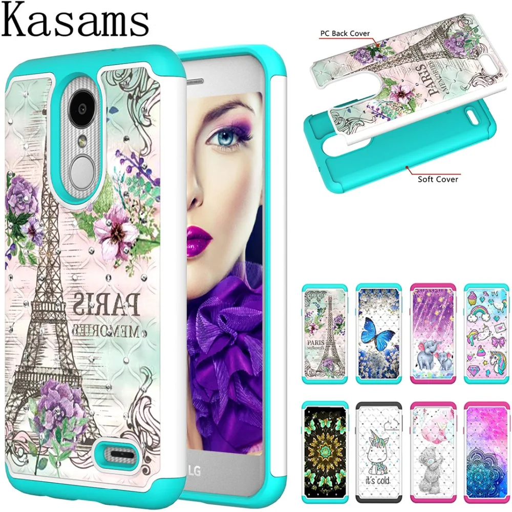 For LG Aristo 2 Plus Jewelled TPU+PC 2 in 1 Protection Case Fit for LG