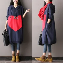 New 2016 female autuman and winther plus size 100 cotton dress batwing sleeve with hood outerwear
