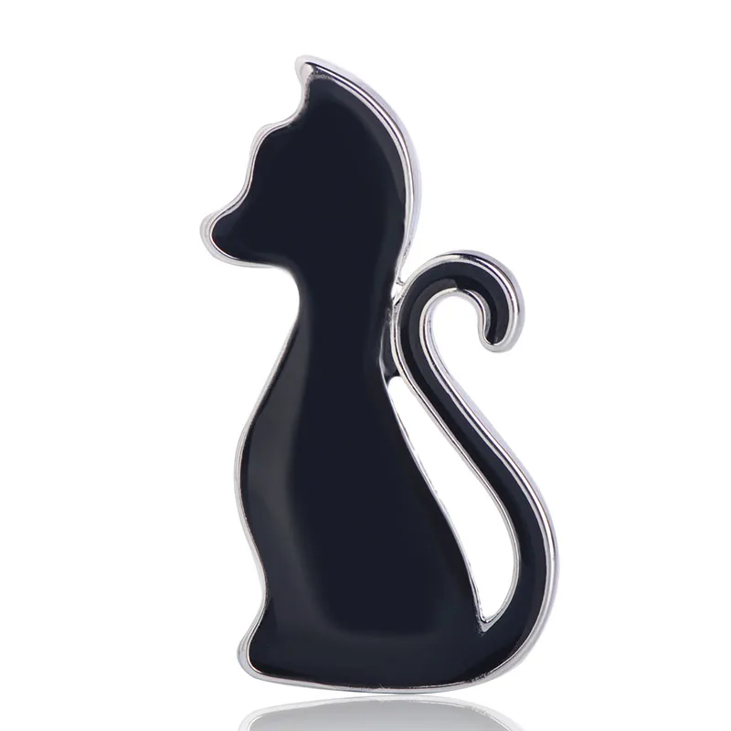 

FUNMOR Small Enamel Black Cat Brooches For Women Kids Gift Party Wedding Jewelry Hijab Pins Simple Style Animal Brooch Corsage