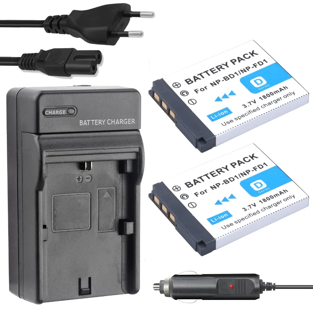 2 Pz Probty Np-Bd1 Np Bd1 Batteria + Kit Caricabatterie Per Sony Cyber-Shot Dsc-G3 T2 T70 T75 T77 T90 Dsc-T200 Dsc-T300 Dsc-T500 Fotocamera
