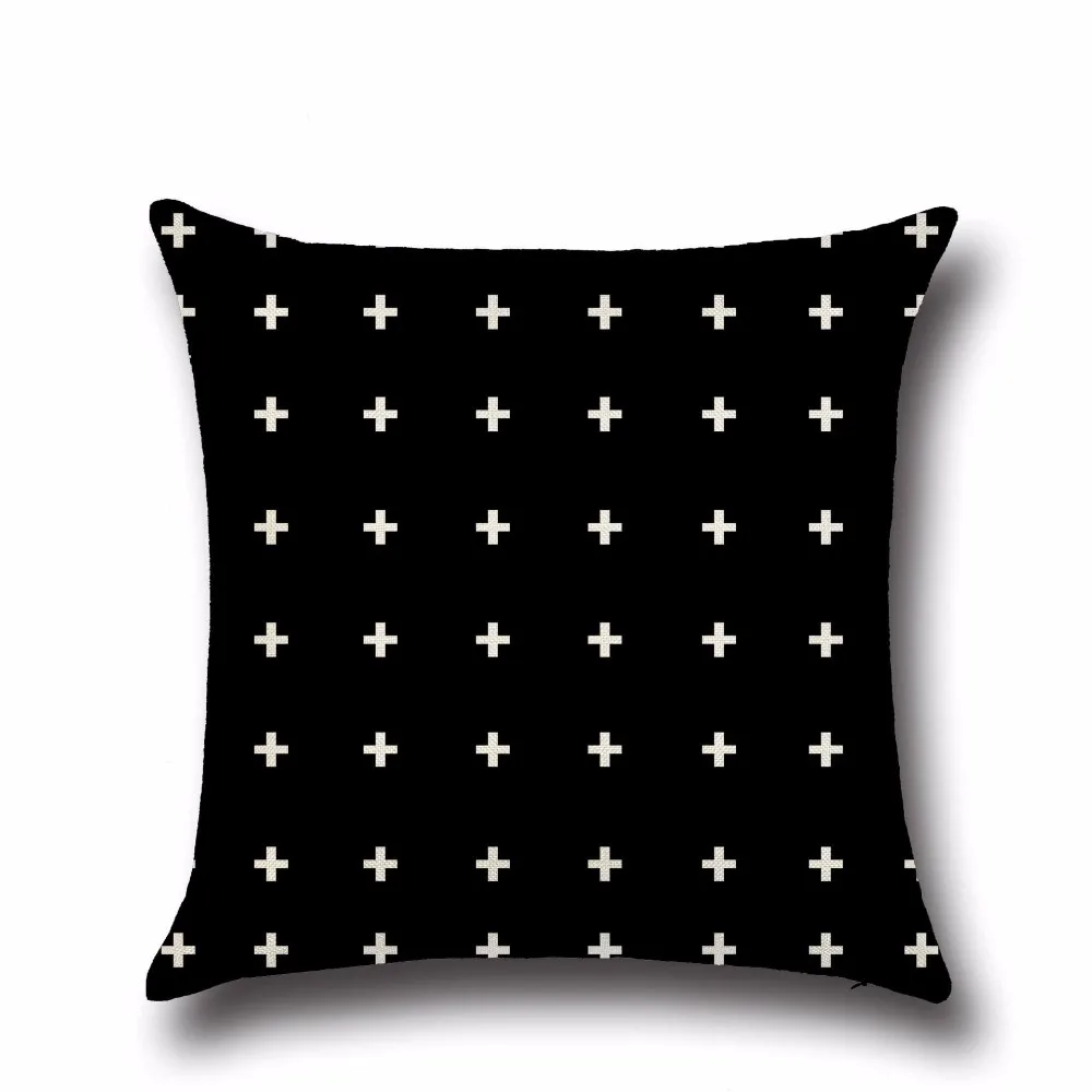 45*45 square pillow case Black Geometric Arrow Wavy Dot Linen Pillowcase Cushion Black And White Cross Geometry pillowcases pp36