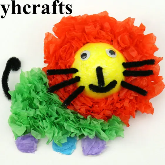 6PCSLOT.DIY tissue paper lion craft kits,Tissue art,Home decoration,DIY toys,Crafts toy,Home oranment,Kids toys.Wholesale.