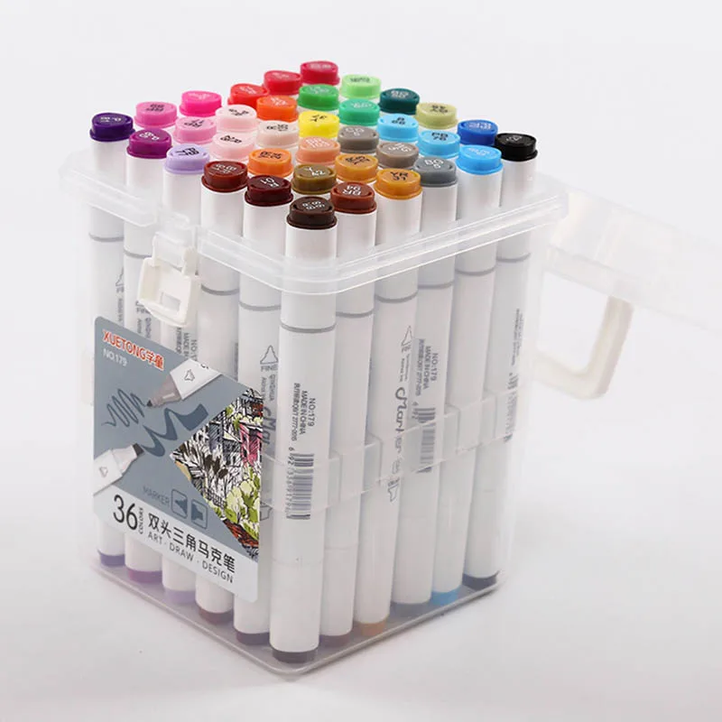 

12/18/24/36 Colors Colorful Marker Pen Dual Tip Art Markers for Coloring Sketching and Card Making UD88
