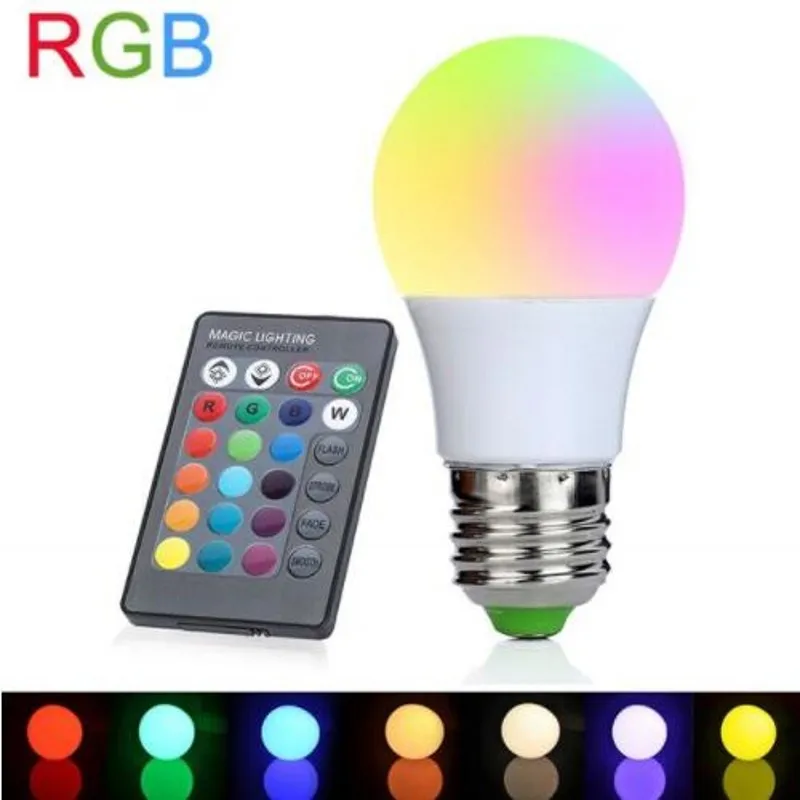 

RGB E27 LED High Power Bright Bulbs Lamp 5W 9W 20W 220V LED Mini RGBW Globe Bulb Lampada Colorful With Remote Controller Light