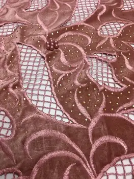 

comfortable velvet lace fabric 2019 good quality african velvet lace fabric stones velvet for women party dress JIAJUN154