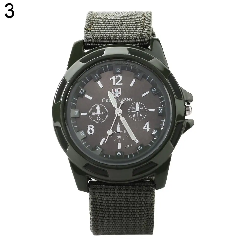 Для Мужчин Армия Спорт Стиль тканый ремень на холсте Световой кварцевые наручные часы Relojes