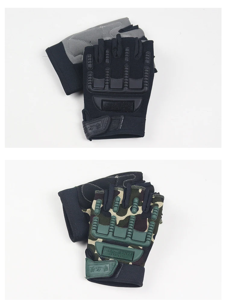 Детские тактические перчатки без пальцев для От 5 до 13 лет военное вооружение противоскользящие Спорт на открытом воздухе Половина Finger для