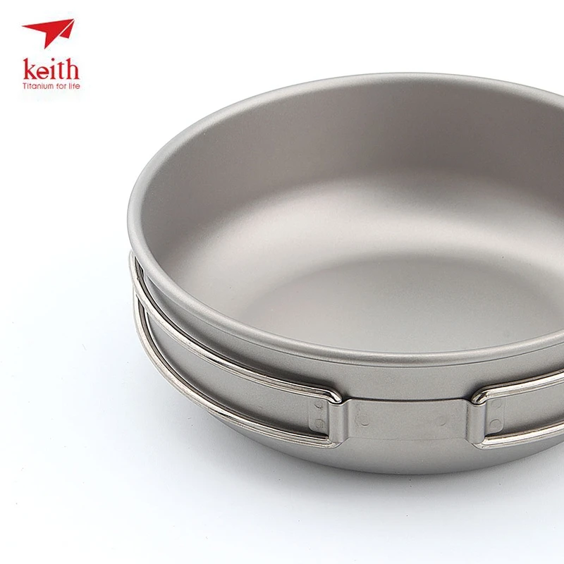 600 ml Keith Titanium tazón plegable Eco-friendly Camping Cookware para alimentos arroz herramienta con mango plegable ultraligero 80g Ti5326