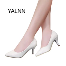 High Heel Women Shoes New Fashion 2016 women genuine leather 7cm heel Black&White shoes for Office Lady