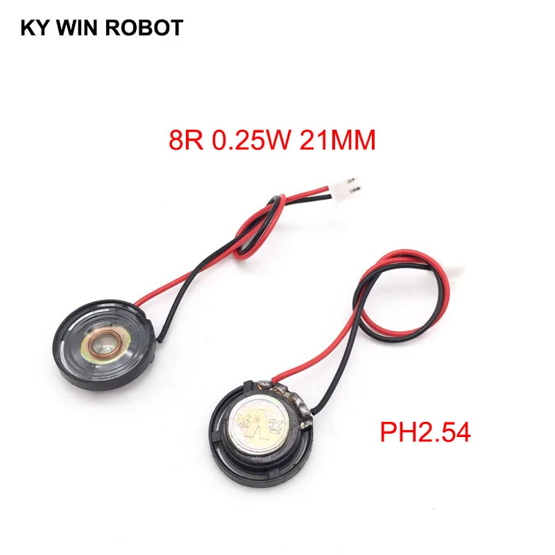 

2pcs/lot New Ultra-thin Toy-car horn 8 ohms 0.25 watt 0.25W 8R speaker Diameter 21MM 2.1CM with PH2.54 terminal wire length 10CM