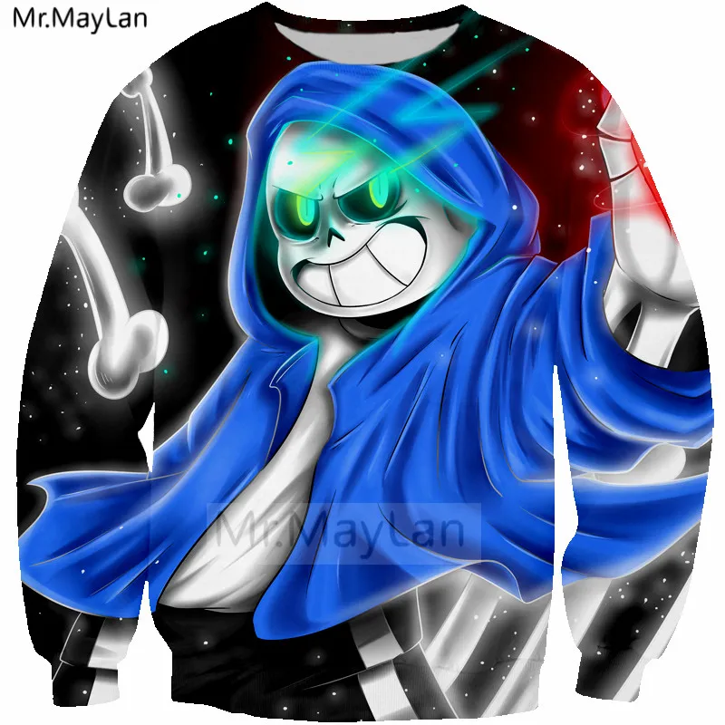 

Cool 3D Print Game Undertale Sans Blue Eyes Sweatshirt Men Rock Streetwear Hoodies Boys Hipster Blue Coat Clothes Fashion Tops